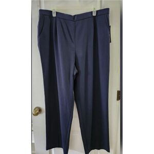Kim Rogers Curvy Womens Elastic Waist Pull-on Dress Pants Straight Leg Blue 20 W